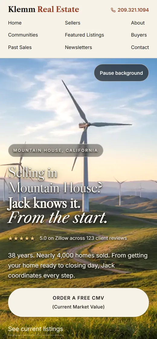 Jack's Mountain House page on a phone